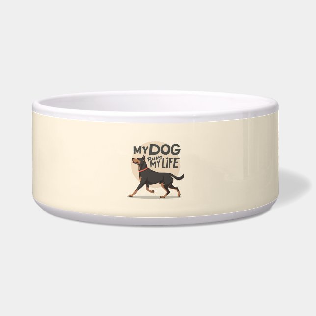 My Dog Runs My Life Doberman Running Art Napf (Vorderseite)