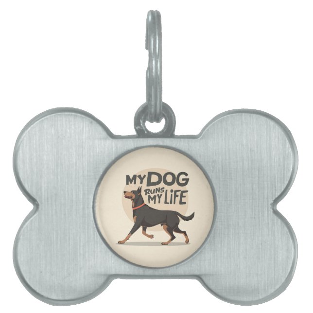 My Dog Runs My Life Doberman Running Art Tiermarke (Vorderseite)