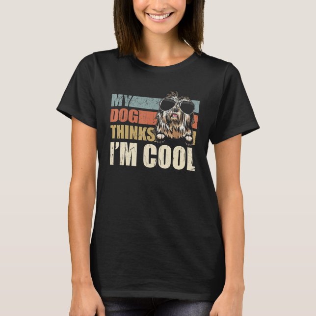 My Dog Thinks I'm Cool Old English Sheepdog   Retr T-Shirt (Vorderseite)