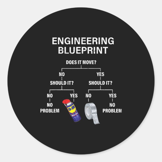 My Engineering Blueprint - Funny Engineer  Runder Aufkleber (Vorderseite)
