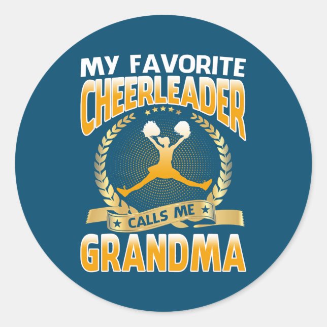 My Favorite Cheerleader Calls Me Grandma Runder Aufkleber (Vorderseite)