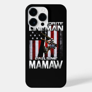My Favorite Lineman Calls Me MAMAW USA Flag Father iPhone 14 Pro Max Hülle