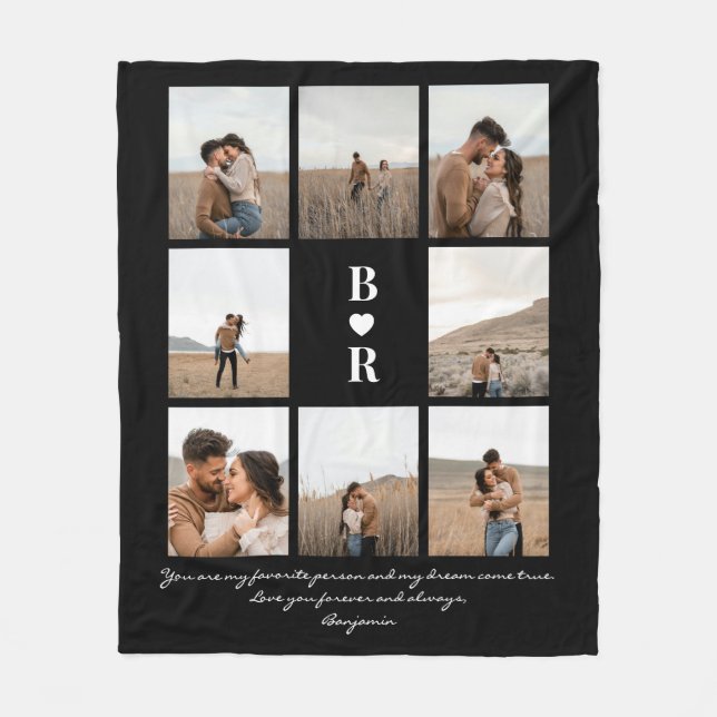 My Favorite Person Modern Script 8 Photo Monogram Fleecedecke (Vorderseite)