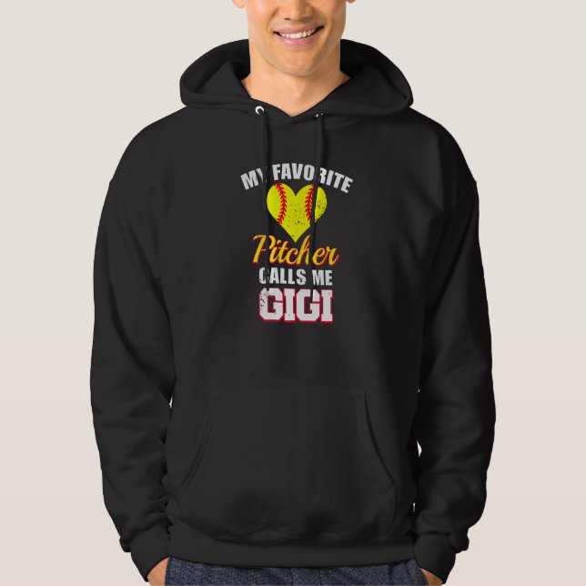My Favorite Pitcher Calls Me Gigi Pitcher Softball Hoodie (Vorderseite)