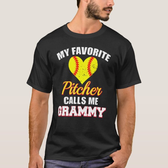 My Favorite Pitcher Calls Me Grammy Pitcher Softba T-Shirt (Vorderseite)