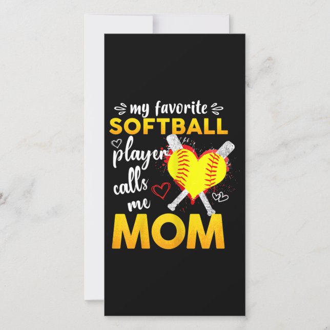 My Favorite Softball Player Calls Me Mom Dankeskarte (Vorderseite)
