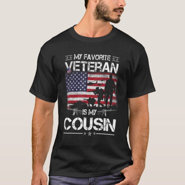 My Favorite Veteran Is My Cousin   Flag Veterans D T-Shirt (Vorderseite)