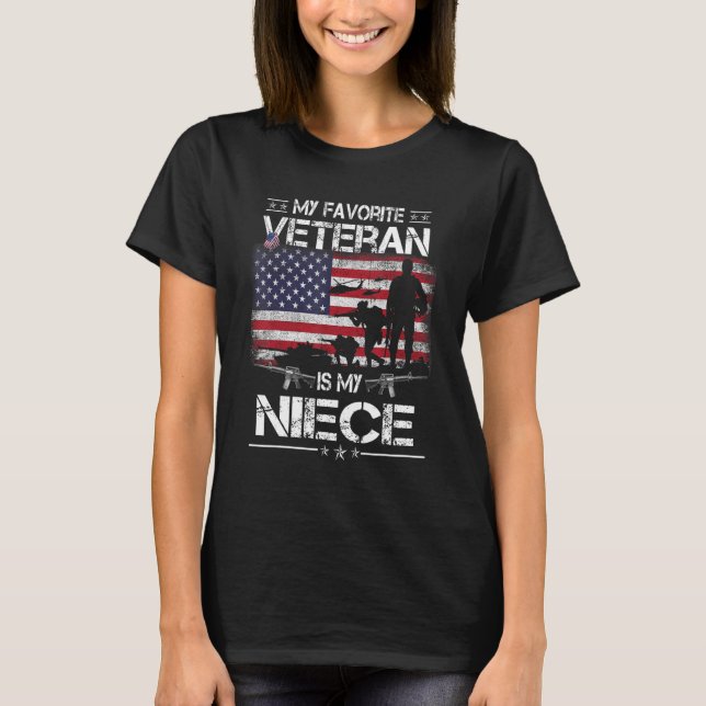 My Favorite Veteran Is My Niece   Flag Mother Vete T-Shirt (Vorderseite)
