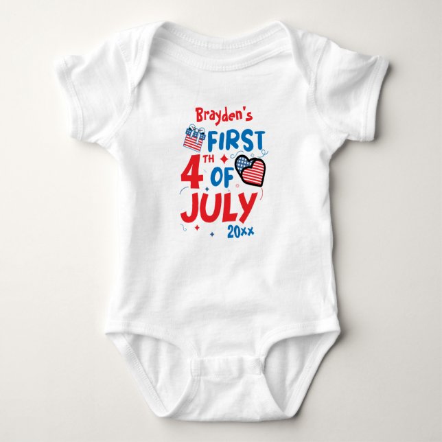My first 4th of July 2022 personalized name & year Baby Strampler (Vorderseite)