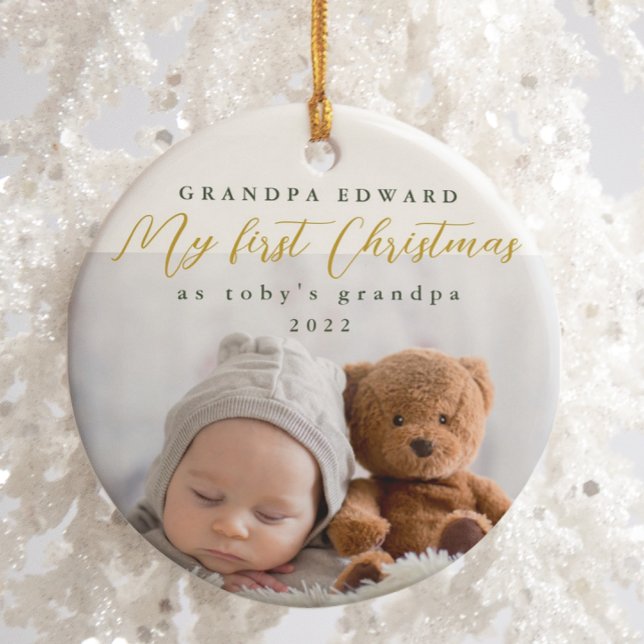 My First Christmas as Grandpa Photo and Year Keramik Ornament (Von Creator hochgeladen)