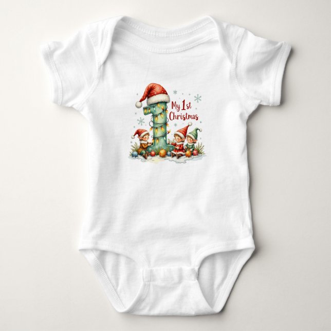 My First Christmas Baby Bodysuit Strampler (Vorderseite)