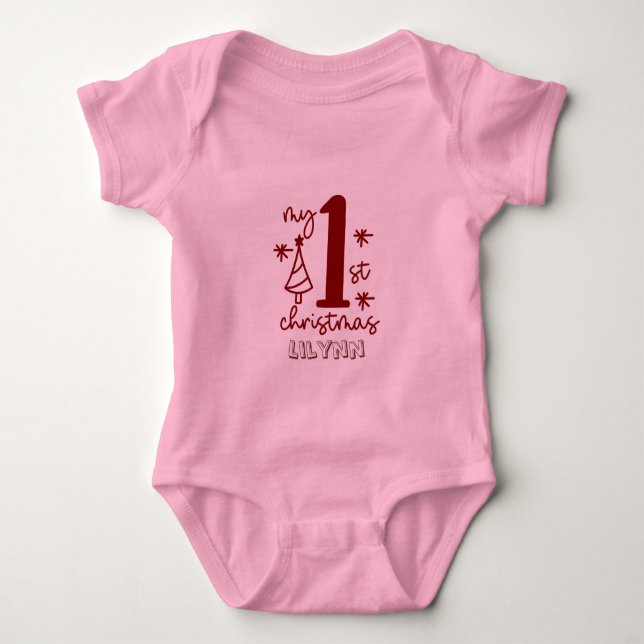 My First Christmas Baby Girl Baby Strampler (Vorderseite)