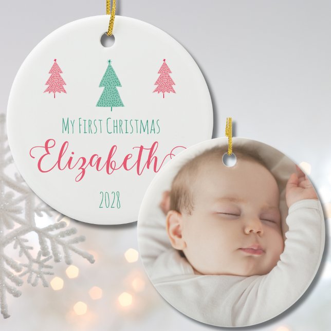 My First Christmas-Baby Photo & Name Keramik Ornament (My First Christmas-Baby Photo & Name Ceramic Ornament)