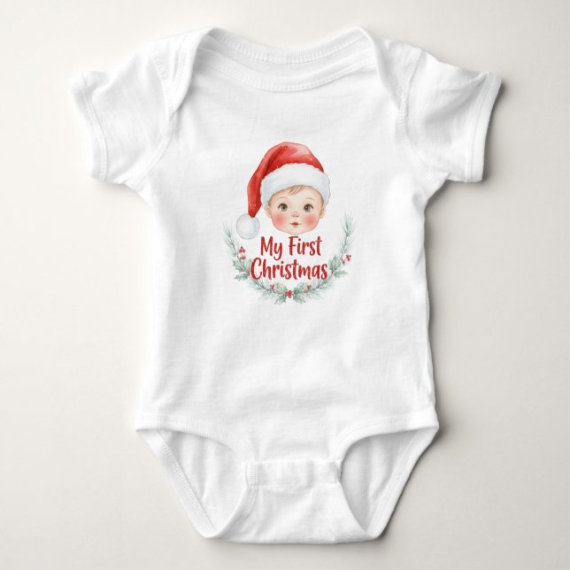 My First Christmas Baby Pine Holiday Strampler (Vorderseite)