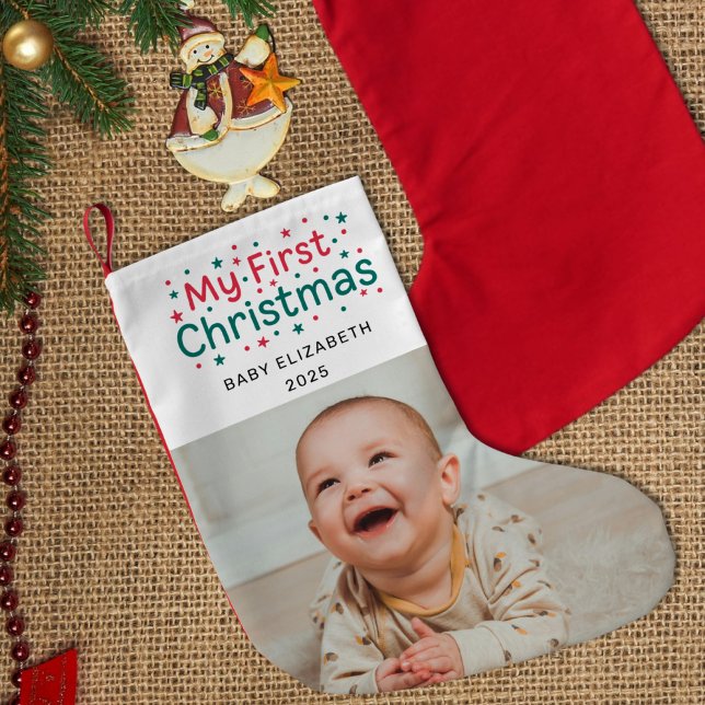 My First Christmas Festive Cute Newborn Baby Photo Kleiner Weihnachtsstrumpf (Von Creator hochgeladen)