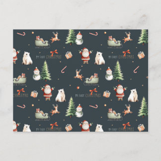 My First Christmas gift present Santa Postkarte