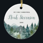 My first Christmas rustic mountains baby boy girl Keramik Ornament<br><div class="desc">For more advanced customization of this design,  simply select the "Customize It" button above!</div>