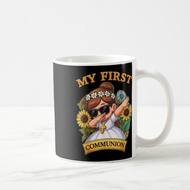 My First Communion Girls Dabbing 1st Religious Sac Kaffeetasse (Rechts)