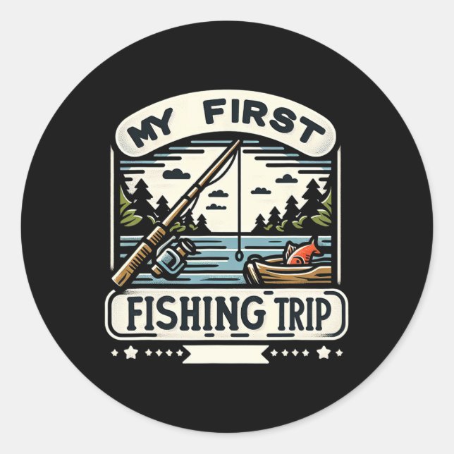 My First Fishing Trip  Runder Aufkleber (Vorderseite)