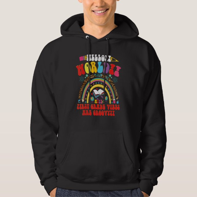 My First Grade Vibes Are Groovy Rainbow Squad Back Hoodie (Vorderseite)