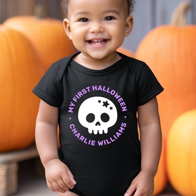 My first Halloween cute skull with stars and name Baby Strampler (My first Halloween cute skull with stars and name Baby Bodysuit)