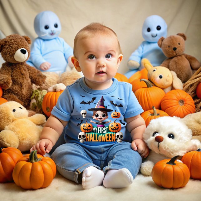 My first Halloween: Scares and laughter! Baby T-shirt (Von Creator hochgeladen)