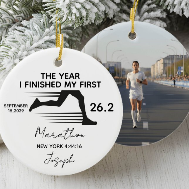 My First Marathon 26.2 Custom Name & Photo Keramik Ornament (Von Creator hochgeladen)