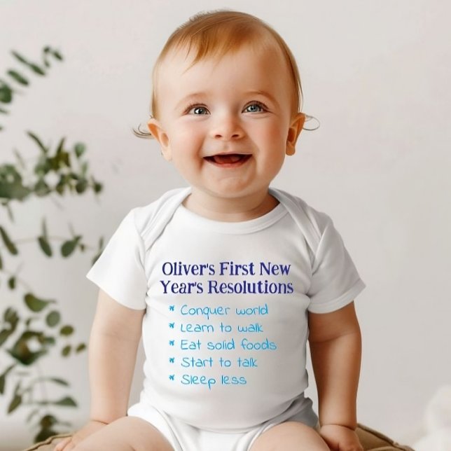 My First New Year's Resolutions, Baby Boy Funny    Strampler (Funny New Year Resolutions Bodysuit)