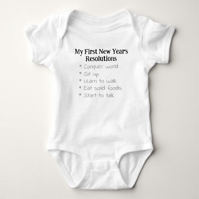 My First New Year's Resolutions, Unisex, Funny    Baby Strampler (Vorderseite)