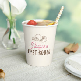My First Rodeo Birthday Personalized Pink Girl Pappbecher