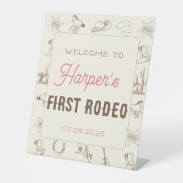 My First Rodeo Personalized Birthday Pink Girl Sockelschild