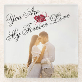 "My Forever Love" Rote Rose Einzigartiges elegante Glasuntersetzer