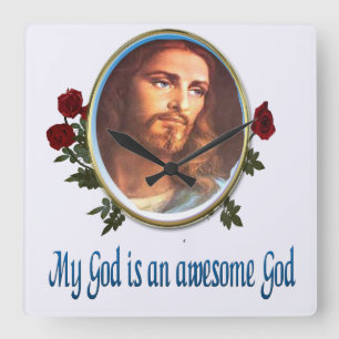My God is a awesome God Quadratische Wanduhr