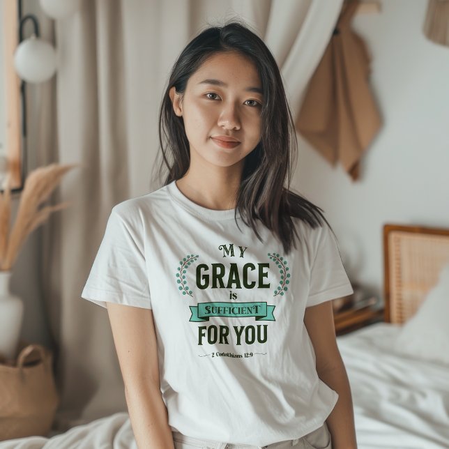My Grace is Sufficient Scripture Teal T-Shirt (Von Creator hochgeladen)