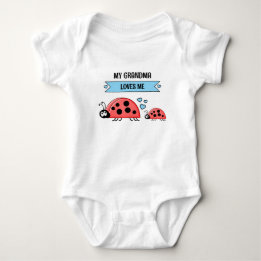 My Grandma loves me ladybugs blue Baby Strampler