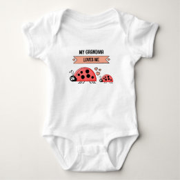 My Grandma loves me ladybugs peach Baby Strampler