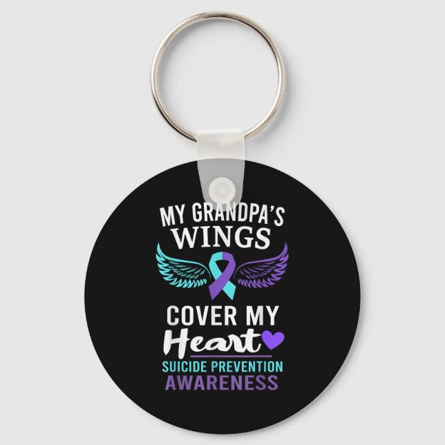 My Grandpa's Wings Cover Heart Suicide Awareness R Schlüsselanhänger (Vorderseite)