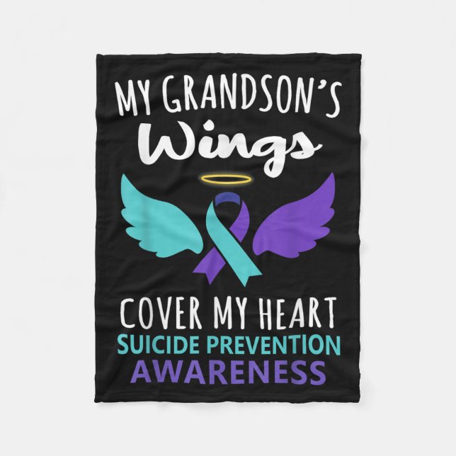 My Grandson's Wings Cover Heart Suicide Awareness  Fleecedecke (Vorderseite)