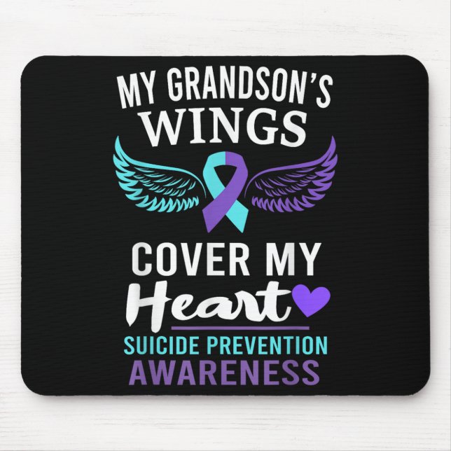 My Grandson's Wings Cover Heart Suicide Awareness  Mousepad (Vorne)
