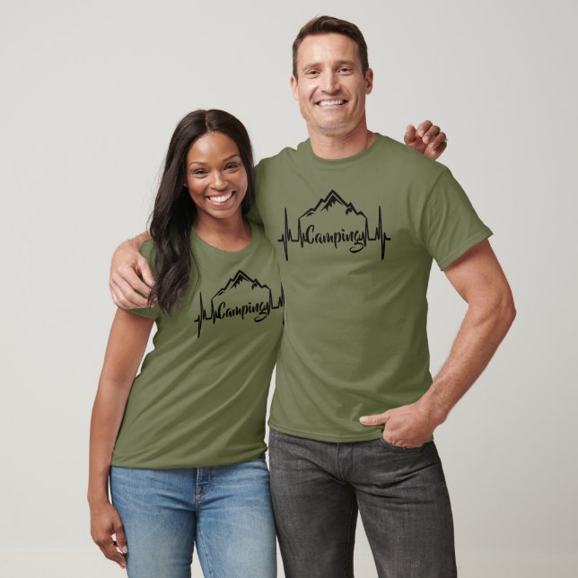My Heart Beats for Camping and Mountains T-Shirt (Unisexe)