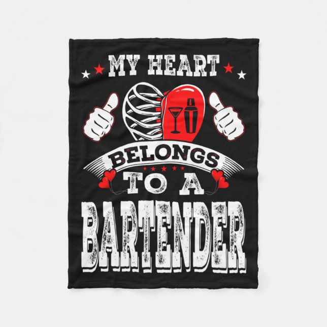 My Heart Belongs To A Bartender Valentine Day  Fleecedecke (Vorderseite)