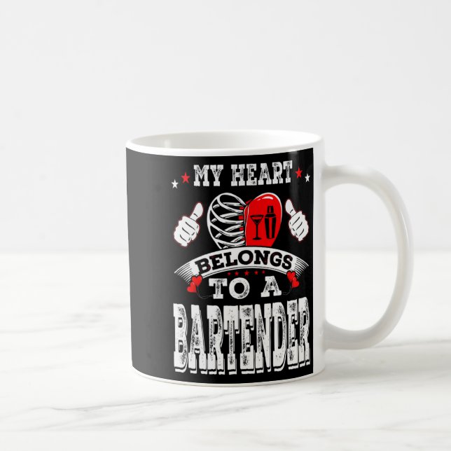 My Heart Belongs To A Bartender Valentine Day  Kaffeetasse (Rechts)