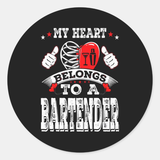 My Heart Belongs To A Bartender Valentine Day  Runder Aufkleber (Vorderseite)