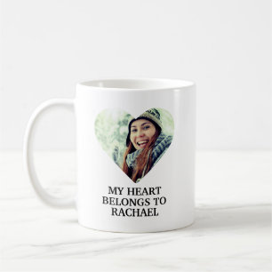 My heart belongs to Custom Name heart photo Kaffeetasse