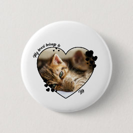 My heart belongs to customized cat T-Shirt Button