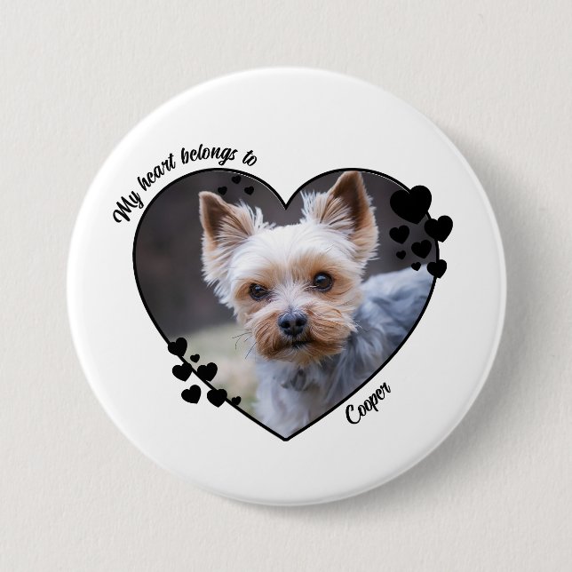My heart belongs to customized dog T-Shirt Button (Vorderseite)