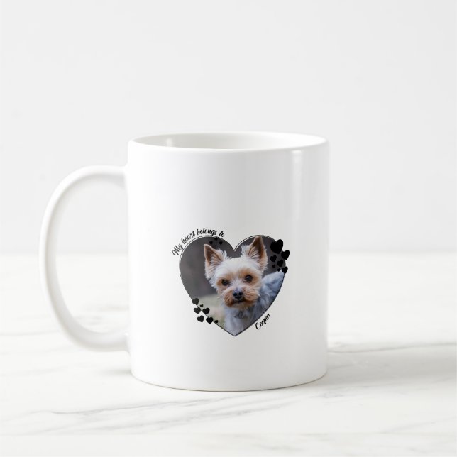 My heart belongs to customized dog T-Shirt Kaffeetasse (Links)
