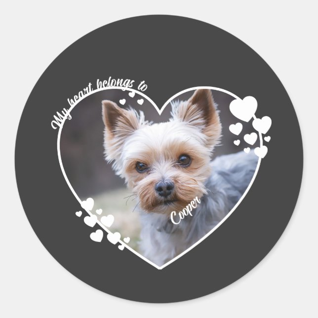 My heart belongs to customized dog T-Shirt Runder Aufkleber (Vorderseite)