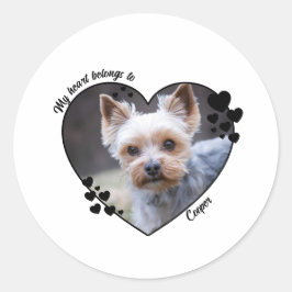 My heart belongs to customized dog T-Shirt Runder Aufkleber