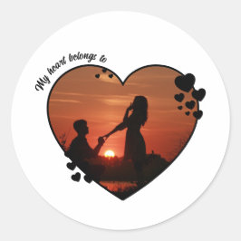 My heart belongs to customized wife anniversary  runder aufkleber